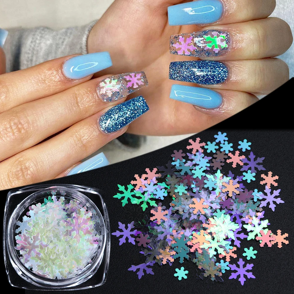 

Снежинки блестящие рождественские украшения Аврора дизайн ногтей блестки зимний порошок для ногтей снежинки блестящие дизайн для маникюр...