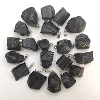 2020 z new fashion noble black tourmaline small chaotic stone necklace pendant free shipping 50 per pack low price