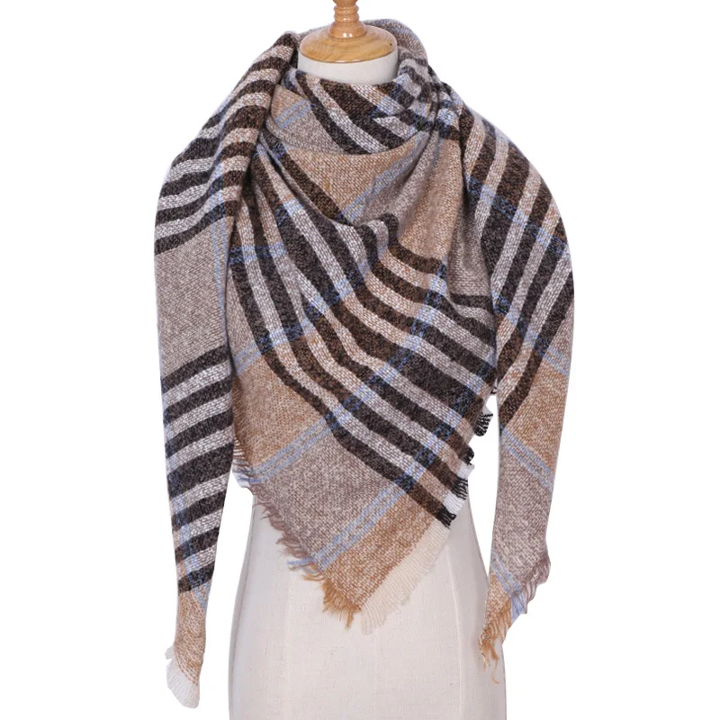 2019 knitted women scarf plaid warm cashmere scarves shawls luxury brand bandana pashmina lady wrap knit blanket neck striped |
