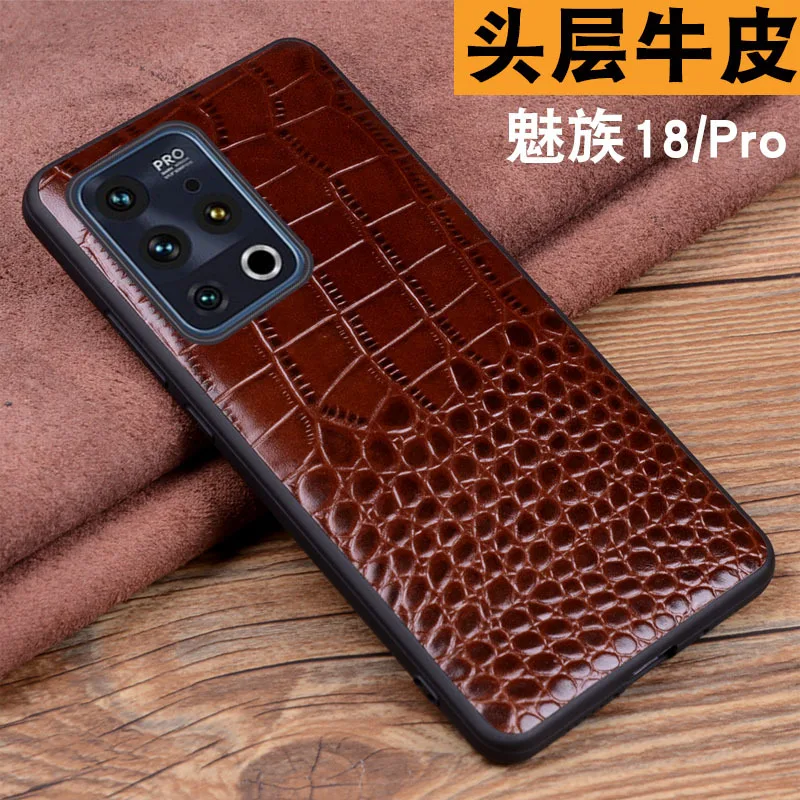 

Новинка 2021 Роскошный чехол из натуральной кожи для телефона Meizu 18 Pro роскошный чехол с крокодиловой текстурой