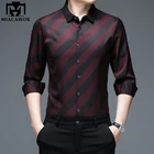 Рубашка мужская в полоску, шелковая хлопковая приталенная, с длинным рукавом, повседневная одежда, C791