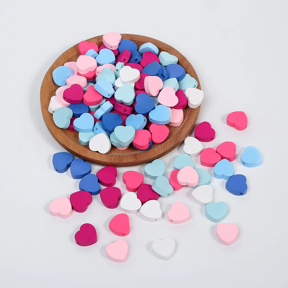 

50pcs 17mm Wood Heart Shape Beads Unfinished Wooden Spacer Beads Loose Beads with Holes for DIY Jewelry Crafts Making