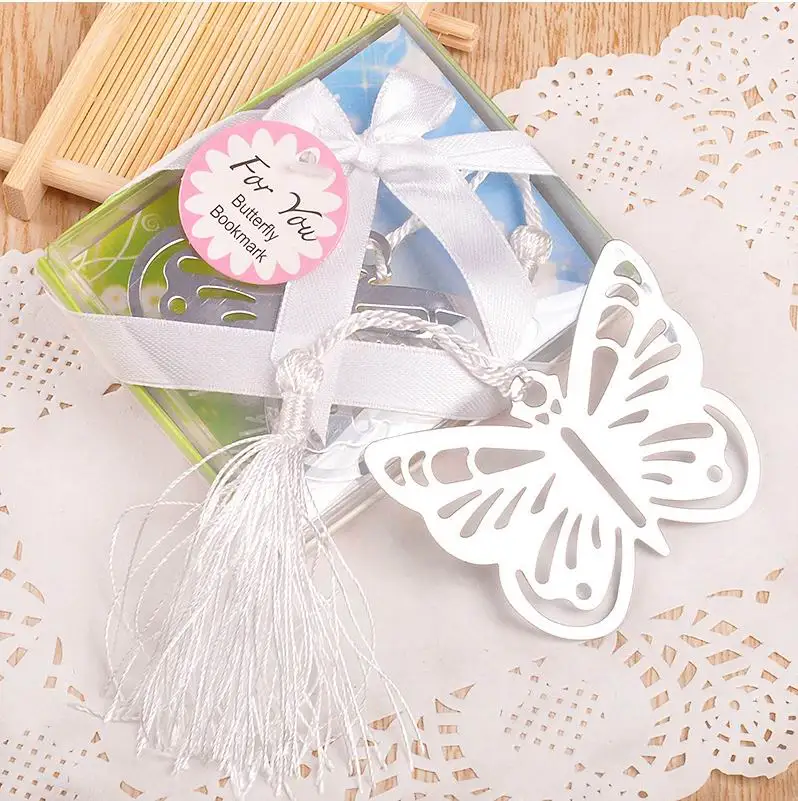 

50pcs Butterfly Bookmark Favors For Holy Communion girl baby birthday party wedding gift Graduation