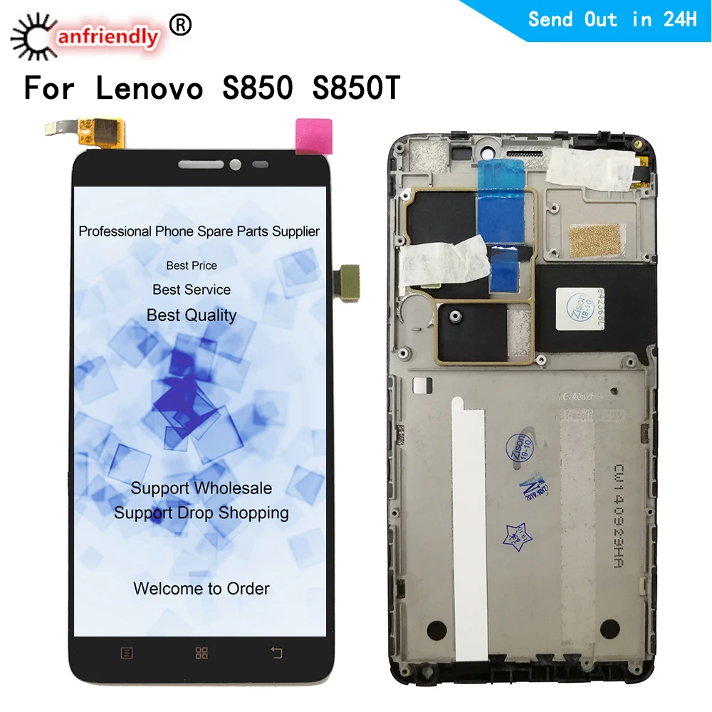Pantalla LCD de 5,0 "para Lenovo S850 S850T, digitalizador de pantalla t&aacute;ctil con montaje de marco para Lenovo S850 S 850, reparaci&oacute;n de pantalla-0