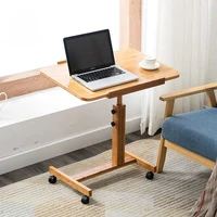 1 pcs bamboo computer storage shelf tea table simple modern living room rotating pulley moving corner rack