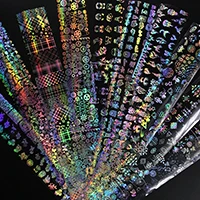Holographic Laser 4*100 см голографическая Лазерная Фольга для ногтей, огненный цветок, несколько узоров, сделай сам, 3D стикер для дизайна ногтей, переводная термонаклейка для ногтей - Цвет: Holographic Laser