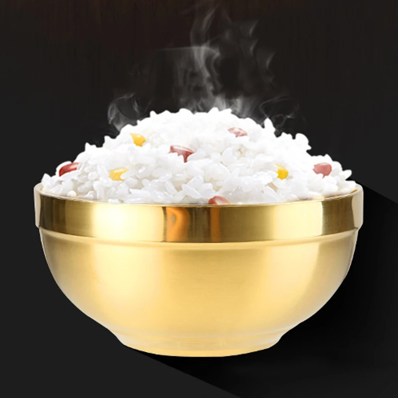 

304 Stainless Steel Gold Bowl Thickened Double Layer Heat Insulation Kitchen Cooking Tools QP2