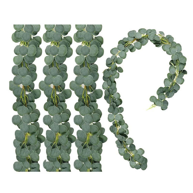 

4 Pack Eucalyptus Garland,Artificial Eucalyptus Leaves Greenery Vine for Table/Wedding Backdrop/Fireplace Decor,5.5 Ft