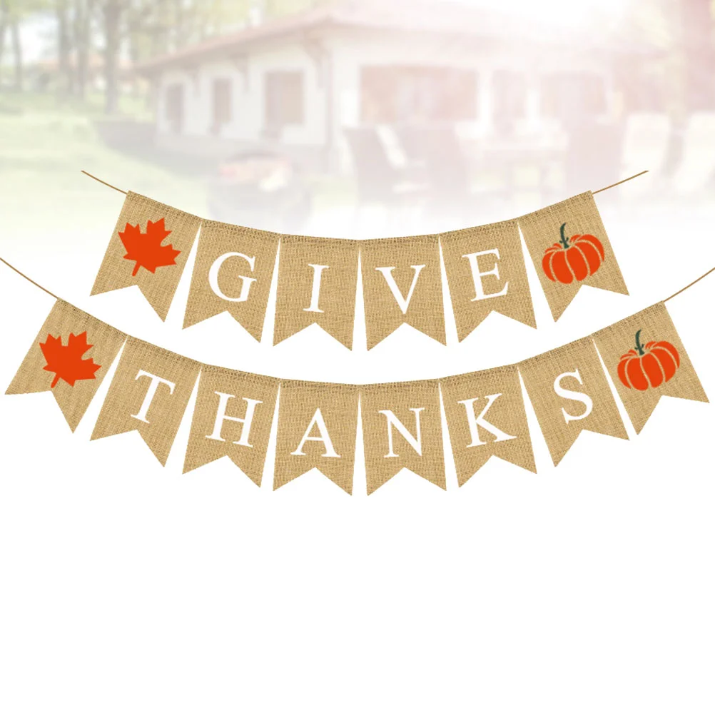 

1 комплект, белый баннер с надписью на День Благодарения, гирлянда с тыквой, кленовыми листьями, флажки, льняной флаг, товары для вечерние