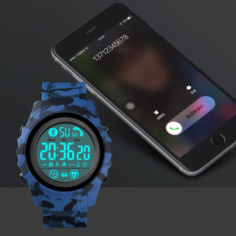SKMEI Смарт Электронные часы Bluetooth для мужчин Спорт Водонепроницаемый калорий