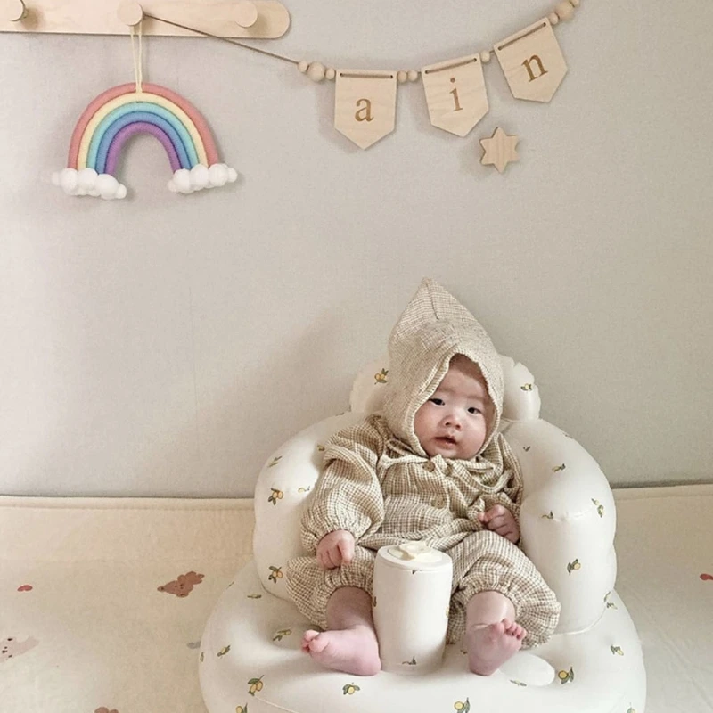 Asiento de soporte para beb&eacute;, silla de aprendizaje con Oso de dibujos animados, inflable, para comedor, reposabrazos-2