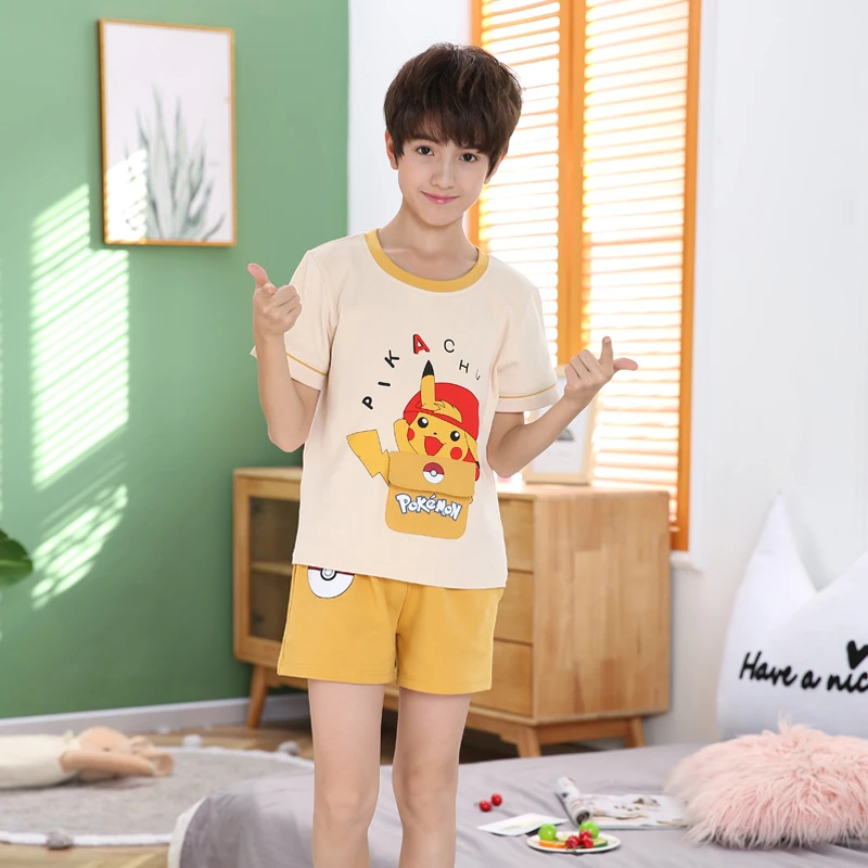 2020 летняя хлопковая детская пижама комплект с короткими рукавами и шортами