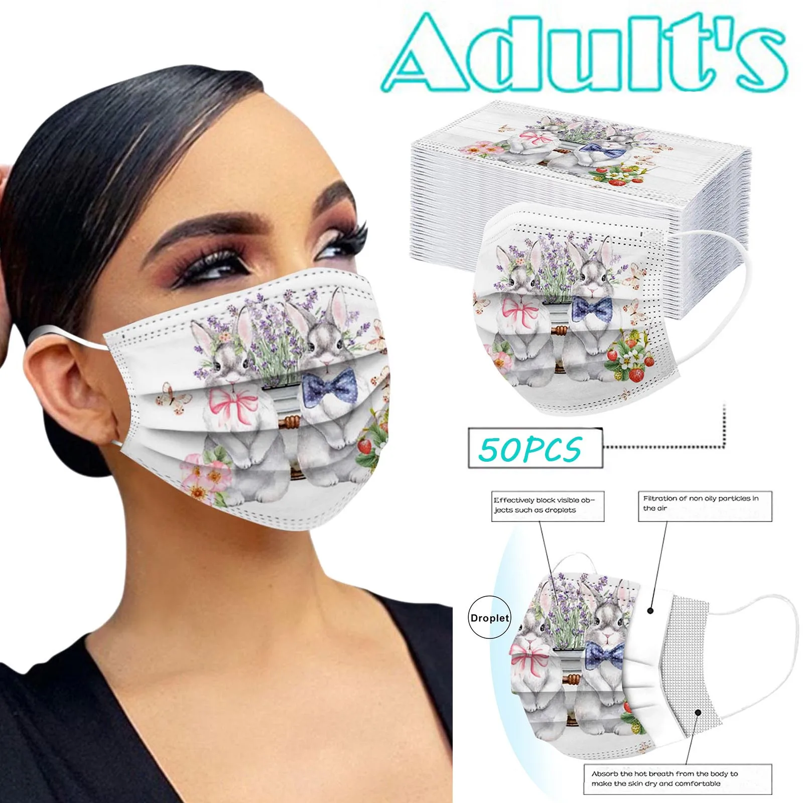 Одноразовая маска для лица с пасхальными яйцами 50 шт. | Тематическая одежда и