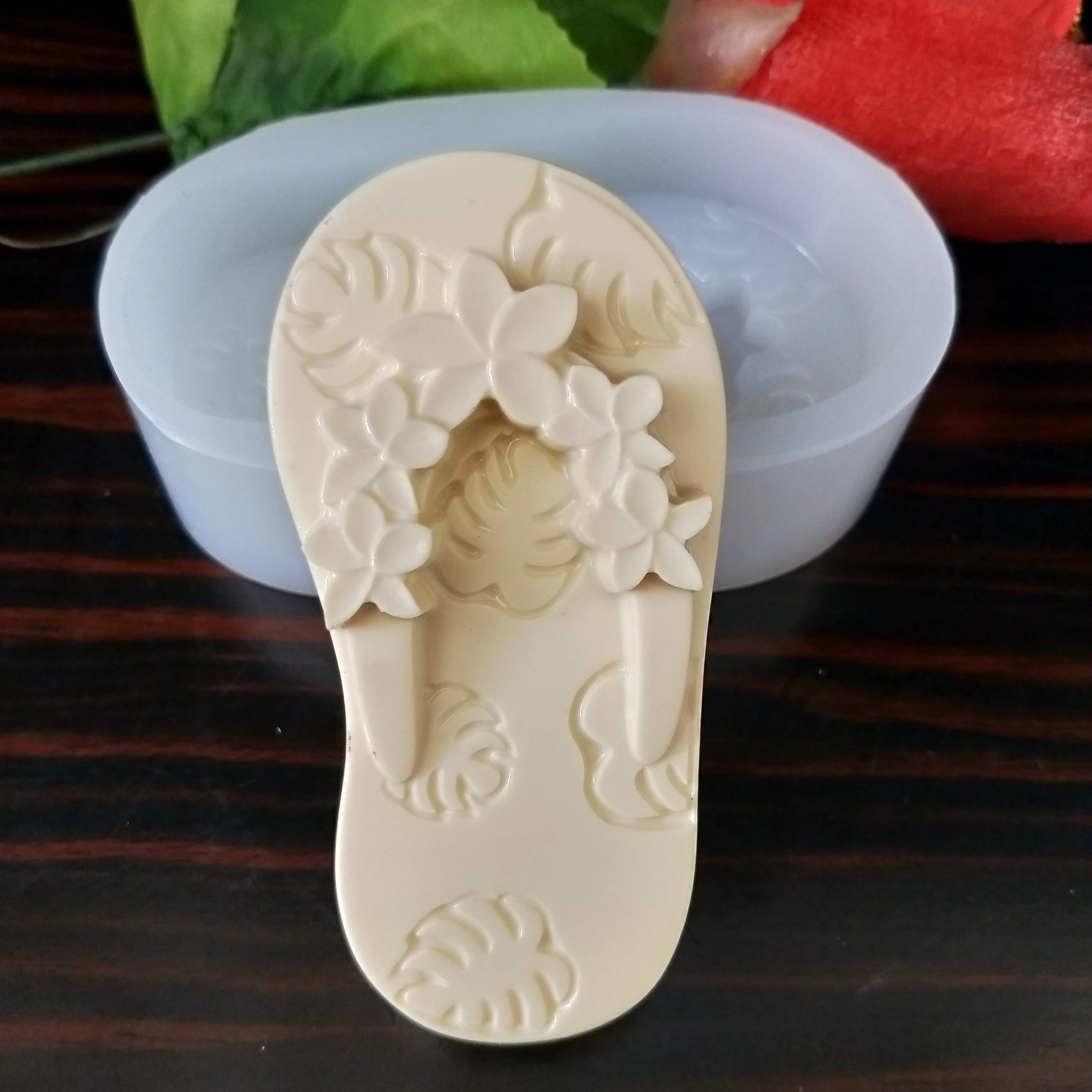 QT0219 PRZY силиконовая формочка в виде цветов Тапочки Monstera мыло для обуви Mold помадная