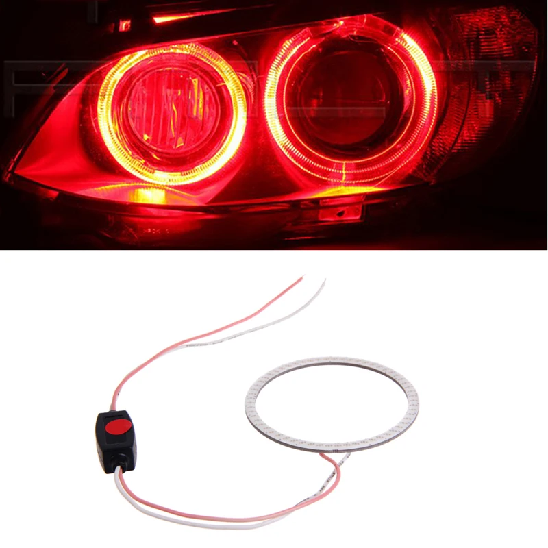 

DC 12V 60mm COB светодиодный Angel Eye Halo кольцевые лампы для украшения автомобиля противотумансветильник фары красного цвета