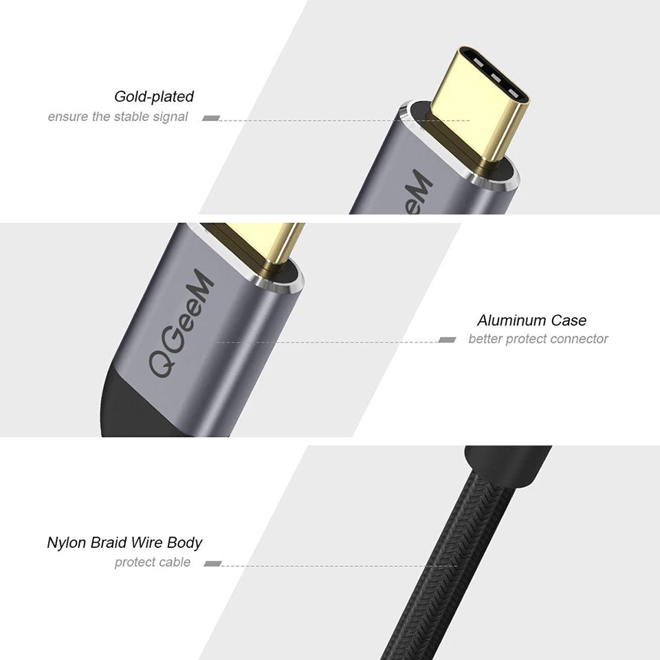 Кабель QGeeM USB C в HDMI совместимый адаптер 4K Type-c конвертер для huawei mate 20 macBook pro 2018 ipad