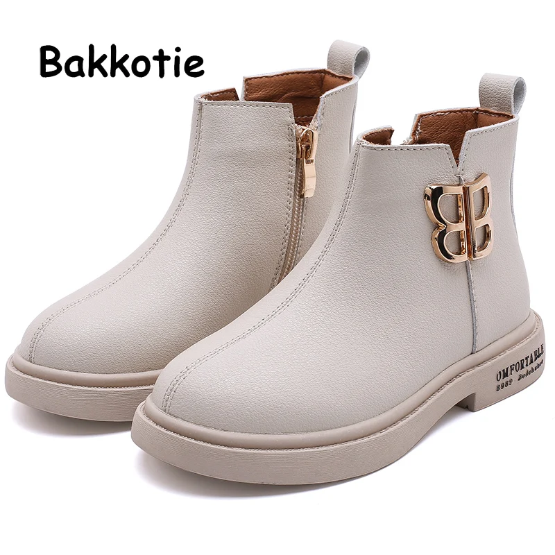 Bakkotie/Новинка 2019 года Зимние ботильоны на молнии для маленьких девочек модная