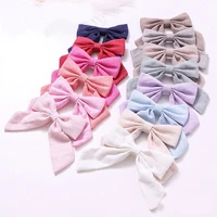 baby girls long tail bow hair clip alligator clip girls barrettes cotton linen solid color simple lovely hair accessories