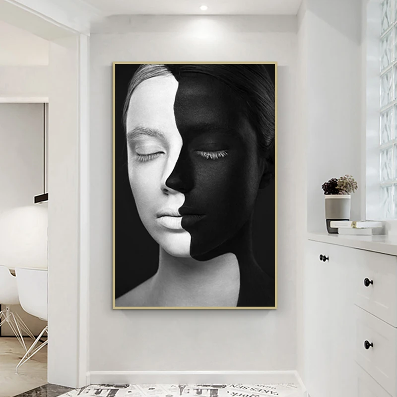 

Abstract Wall Art Paintings Black and White Face Portrait Nordic Canvas Posters and Prints Living Room Bedroom Corridor Decor