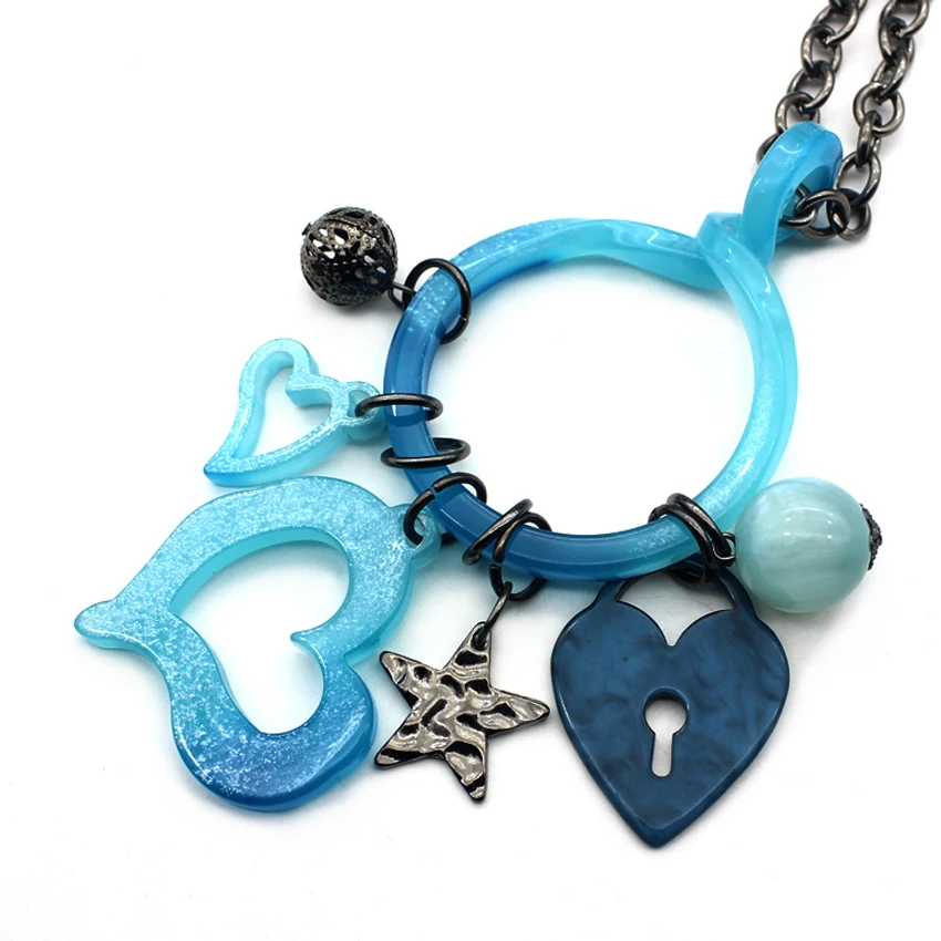 Индивидуальные модные ожерелья из черной веревки с подвесками в виде сердца и