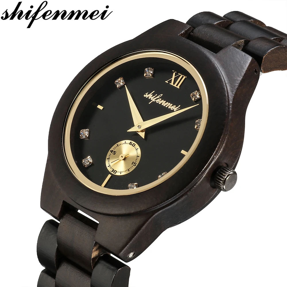 S5518-2 Shifenmei женские часы деревянные оригинальные женские erkek kol saa Мужские кварцевые часы модные наручные часы Montre Relogio Feminino - Цвет: S5518-2