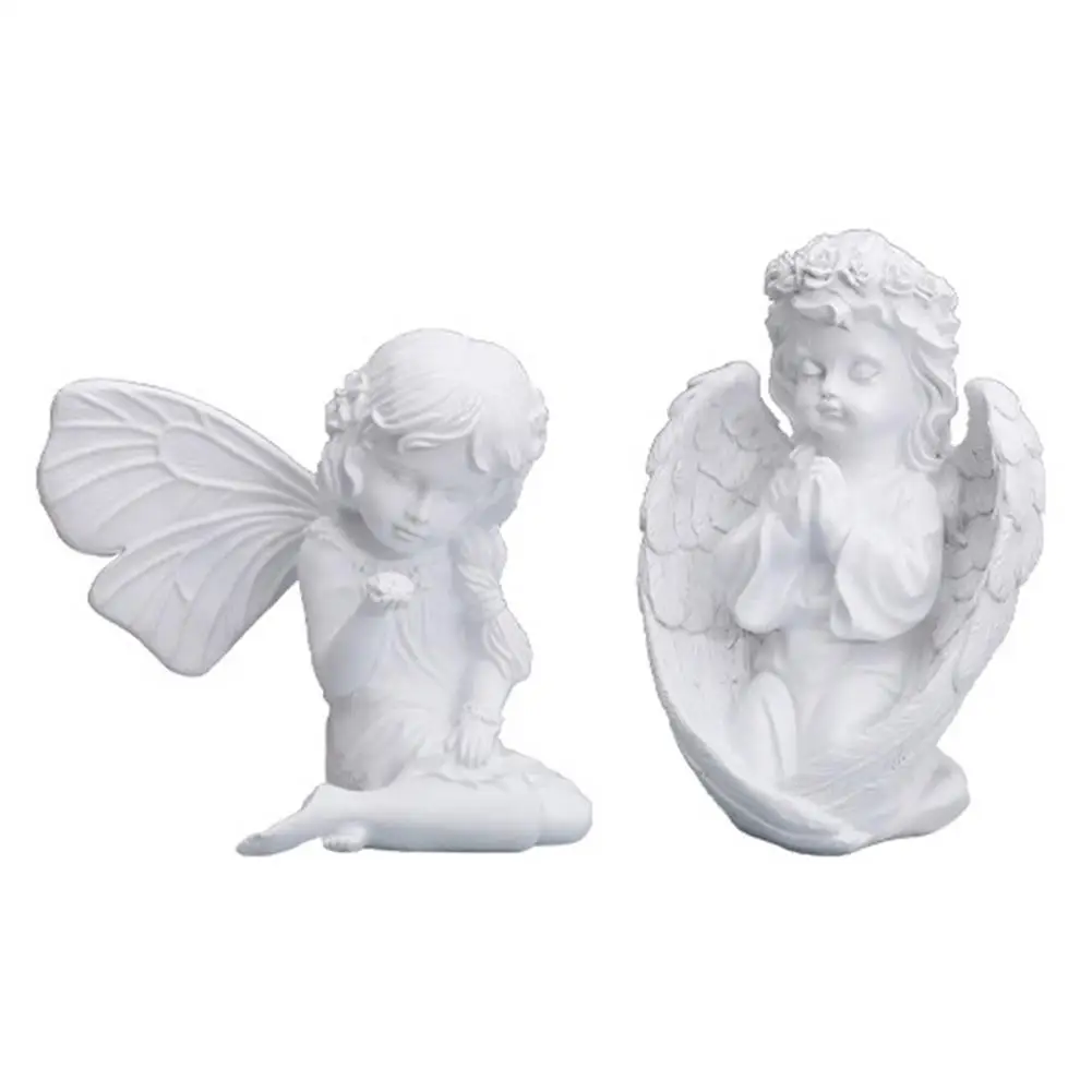 

Angel Statue Resin Cherub Decoration Sculpture Pure White Winged Angel Ornament Sitting Cherub Angel For Home Garden Church