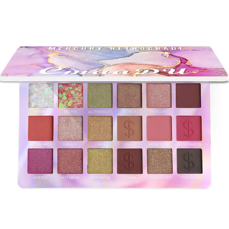 

CmaaDu Beautiful Shades Eye Shadow Last Long Party Shiny Makeup Pigment Vibrant Palette Shimmer Water Sweat proof 18 Color TSLM1