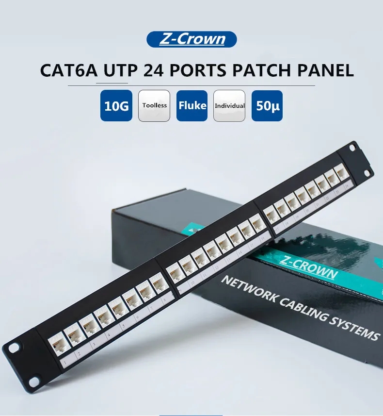 19'ɱU CAT6A UTP 24P Patch Panel Straight-through RJ45 Network Cable with Keystone Modular Jack Ethernet Distribution Frame - | Компьютерные кабели и разъемы -1005002275232620