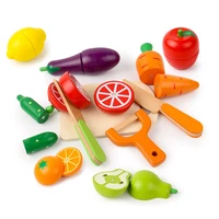 wooden classic game simulation kitchen series cutting fruit and vegetable set montessori early education toys for children kids