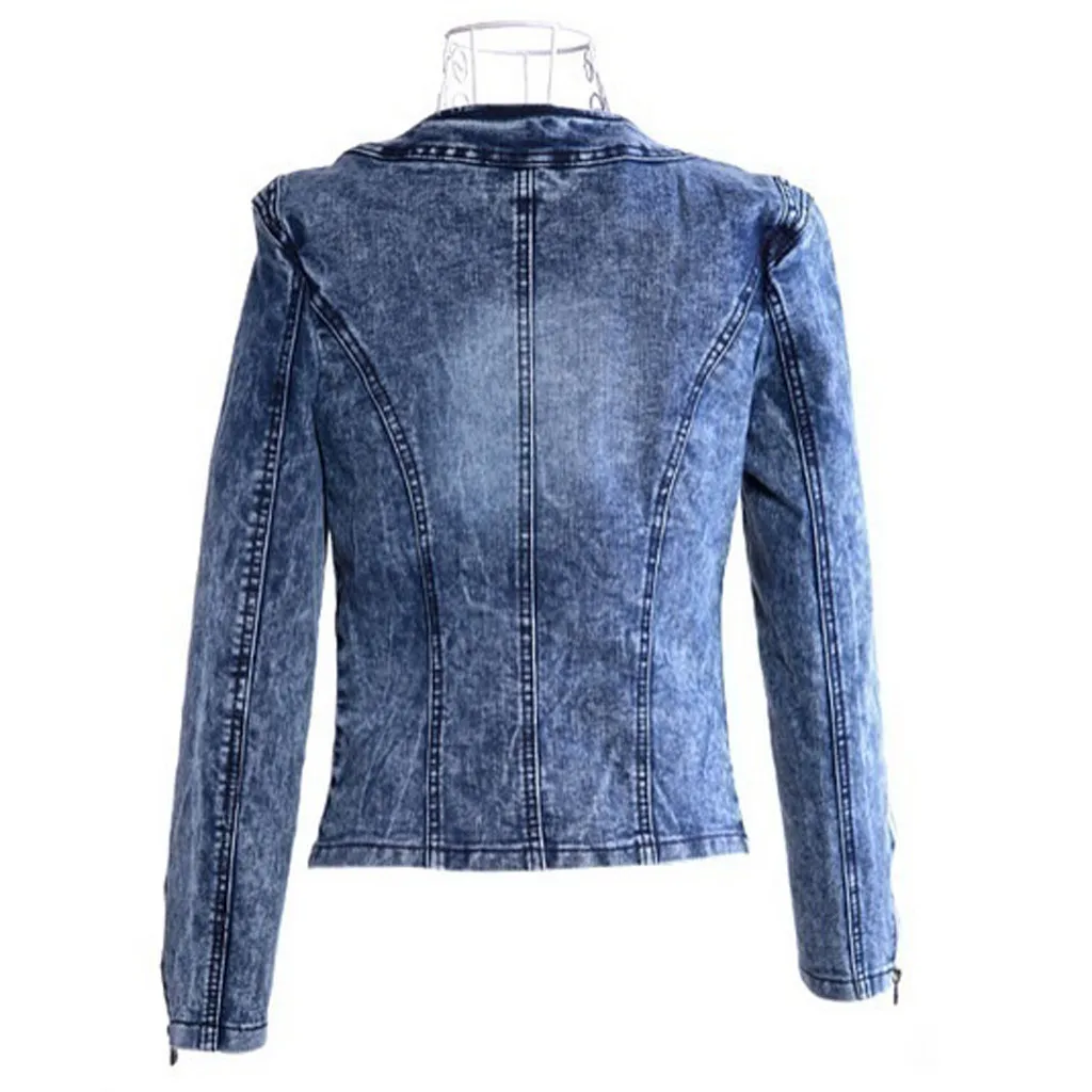 Женская джинсовая куртка в винтажном стиле укороченная с бриллиантами Корейском