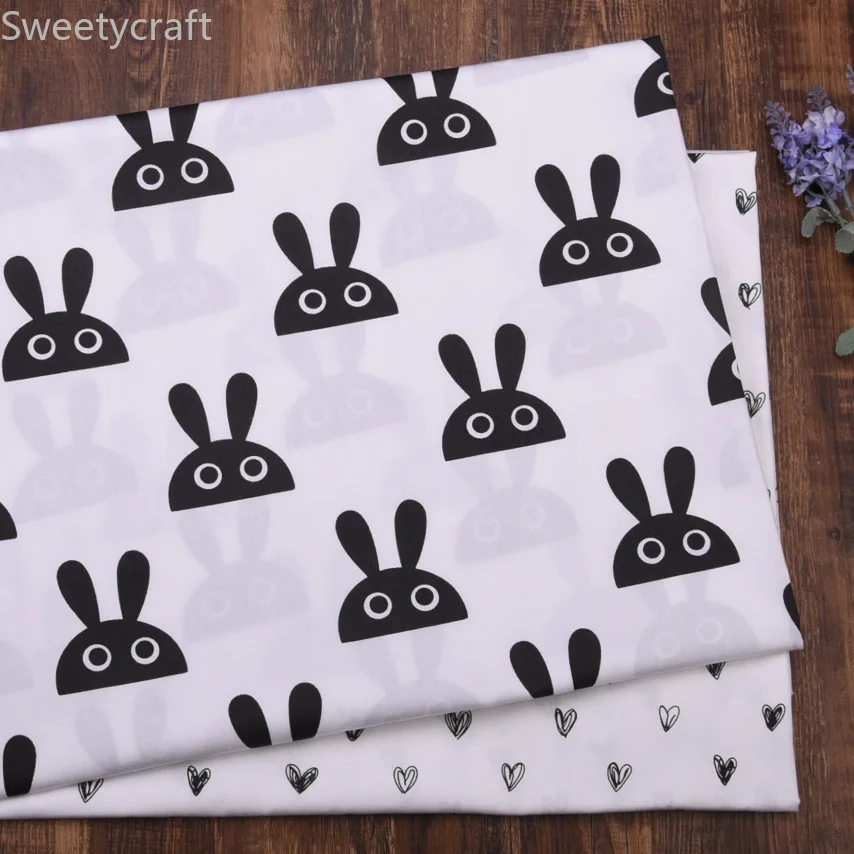 

100% см х 10 м, мультяшный кролик, хлопок, саржевая ткань, Лоскутная Ткань, шитье, детская простыня, стеганое полотно, материал ткани четверти