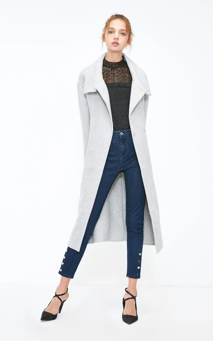 Vero Moda Женское зимнее шерстяное пальто с двойными карманами | 318327554