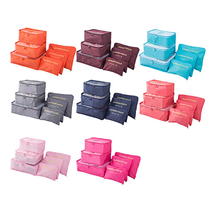 

6 PCS Storage Bag Set Travel For Clothes Tidy Organizer Wardrobe Suitcase Pouch Travel Organizer Bag Case Shoes Packing Cube Bag