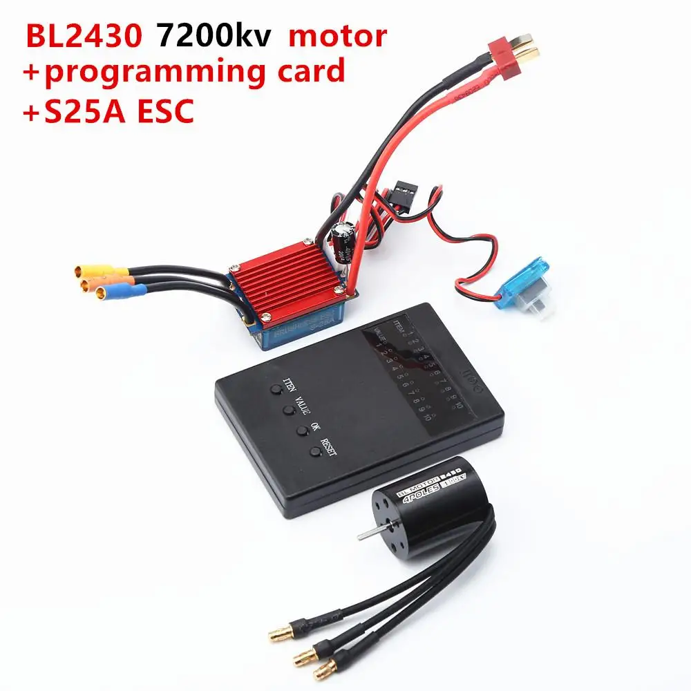 

Rc Parts 2430 5800kv 6300kv 7200kv 4p Sensorless Brushless Motor&25a Brushless Esc With Programming Card For 1/16 1/18Car Truck