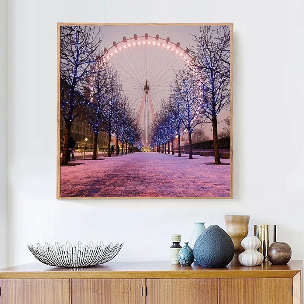 Алмазная живопись DIY 5D колесо обозрения фонарь крестиком полная квадратная