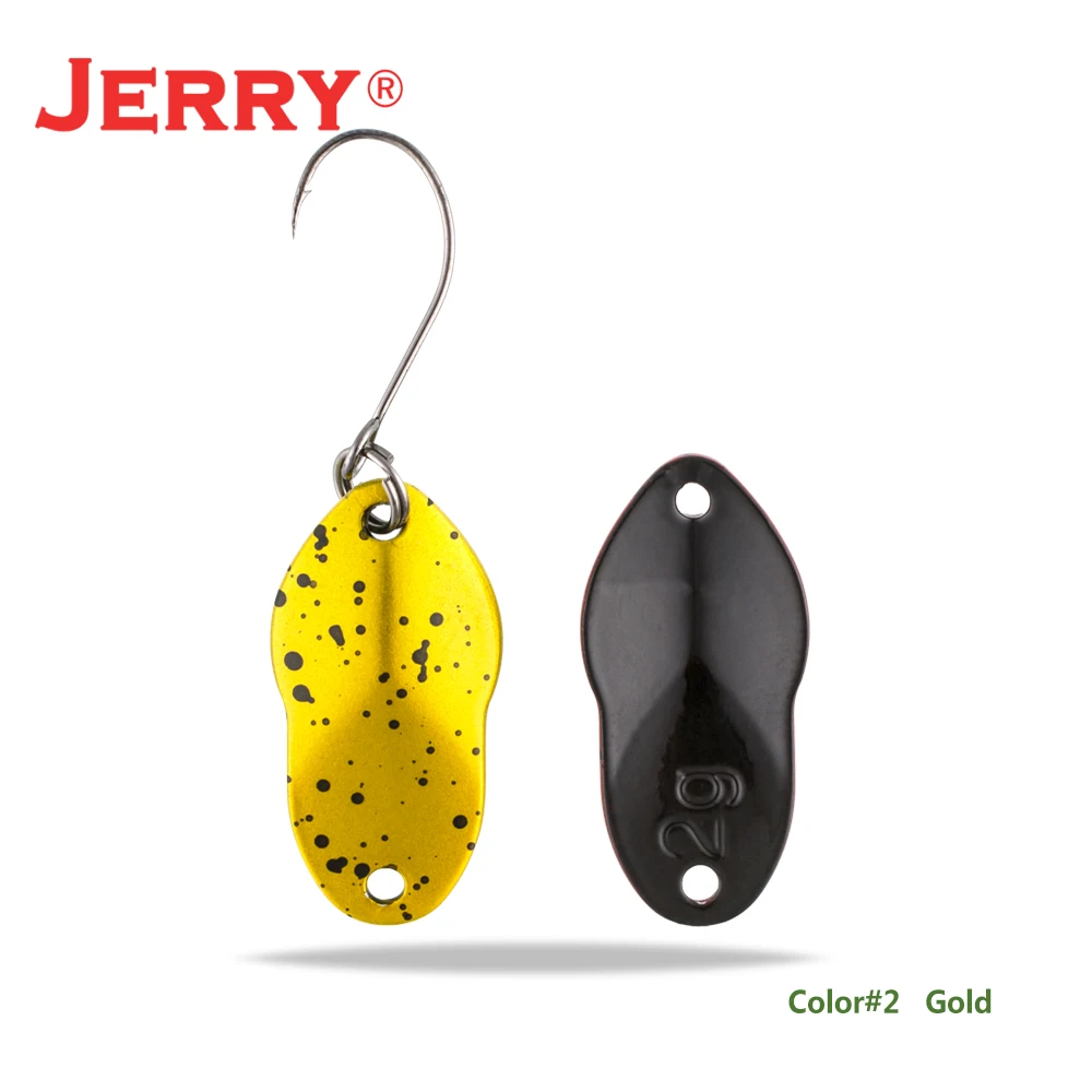 gold Jerry 2 г 3 г микро рыболовные приманки сверхлегкие латунные металлические жесткие приманки один крючок пресноводная зона форель Щука окунь ложка безделушка pesca - Цвет: gold