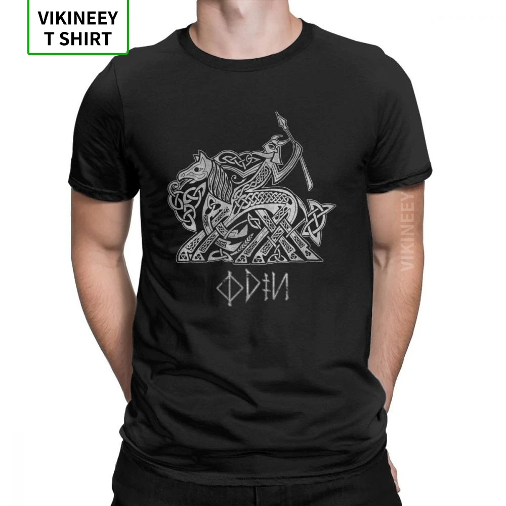 

Viking Odin Riding Into Valhalla On Sleipnir Streetwear T Shirt Man Short Sleeve Clothes White Tees 100% Cotton O Neck T-Shirt