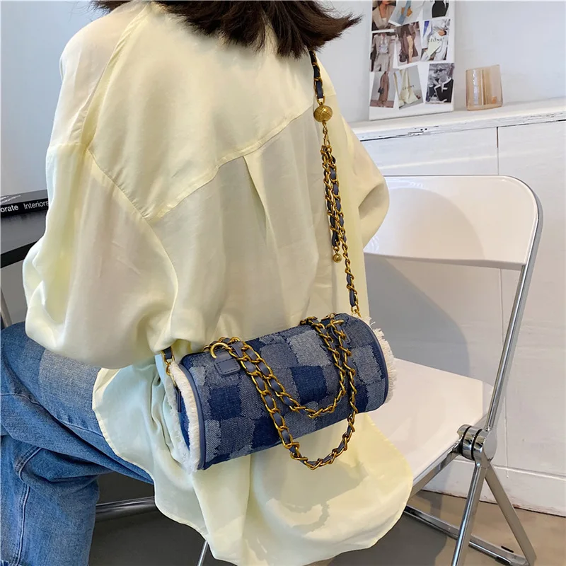 

Fashion Women's Bucket Bag 2021 New Denim Women Handbag Pack High Quality Retro Shoulder Crossbody Bags Simple Canvas Bag