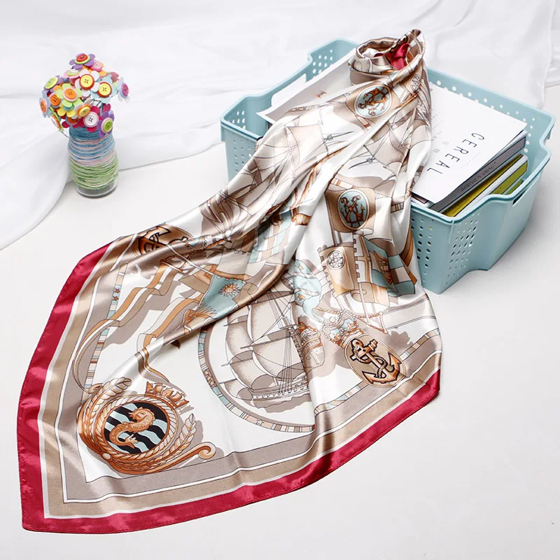 

QLUKEOYY Printed Scarves for Women Spring Summer 2021 Professional Airline Stewardess Scarf
