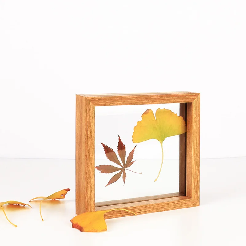 

Nordic Style Plant Dried Flower Leaves Specimen Box Square A4 Paper-Cut DIY Frame Double-Sided Glass Frame Desktop Ornaments