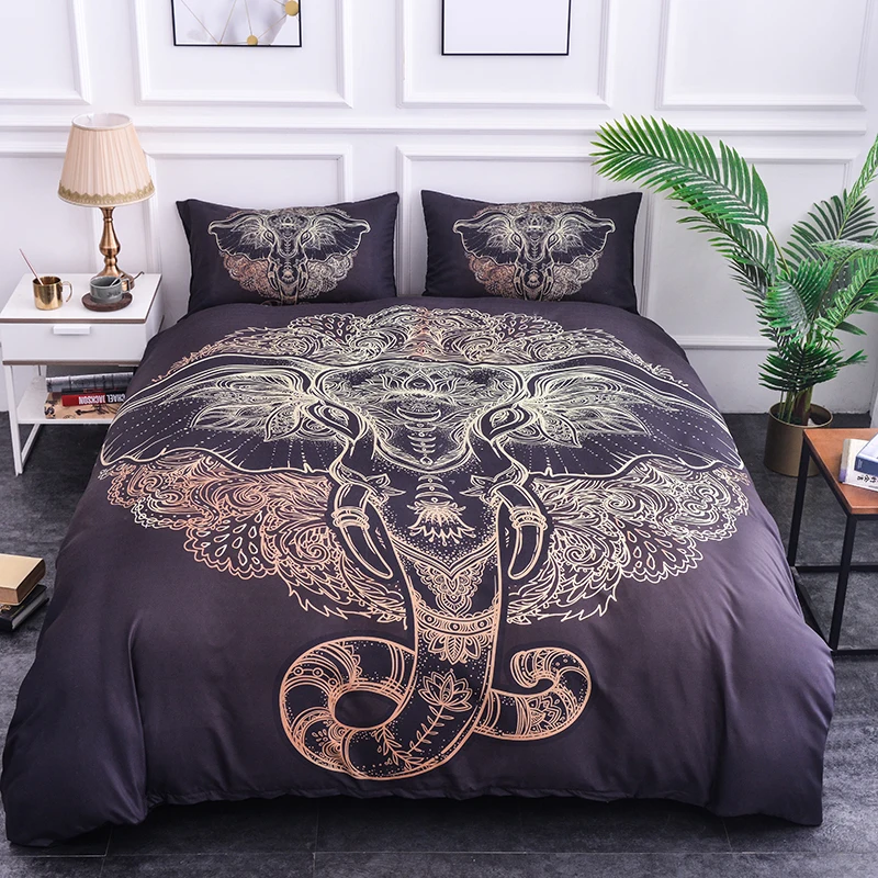 Набор постельного белья в богемном стиле с 3D цветочным принтом Стрекоза слон