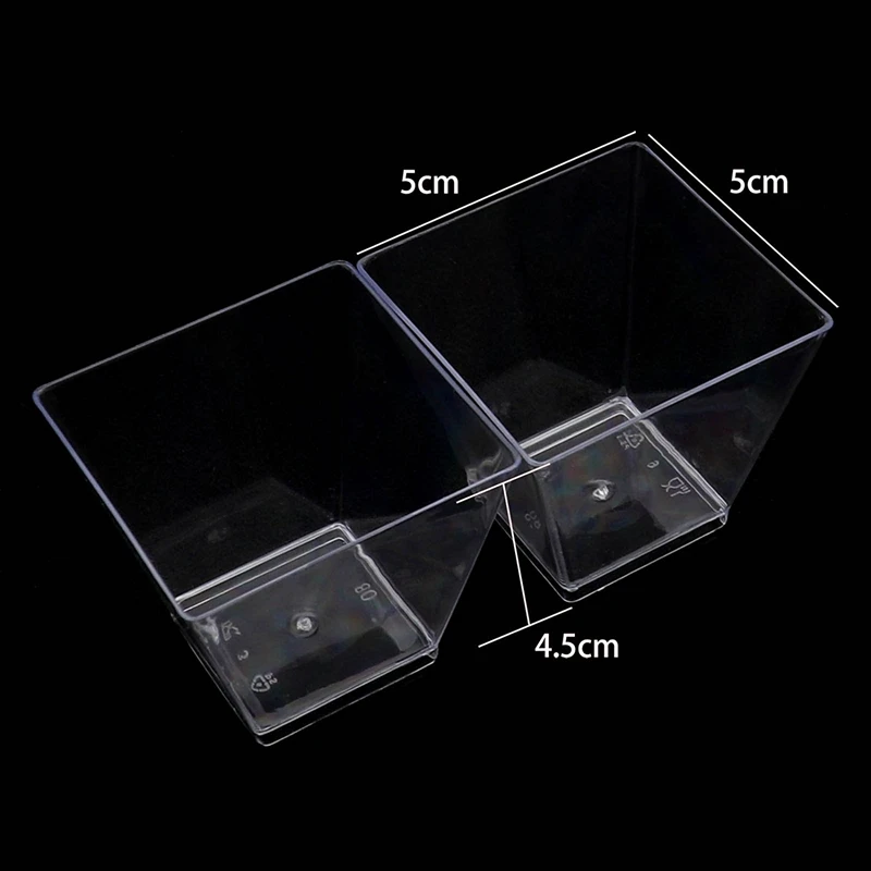 50Pcs Mini Small Plastic Square Dessert Cup Sauce Starter Party Tableware Decor | Cake Decorating Supplies