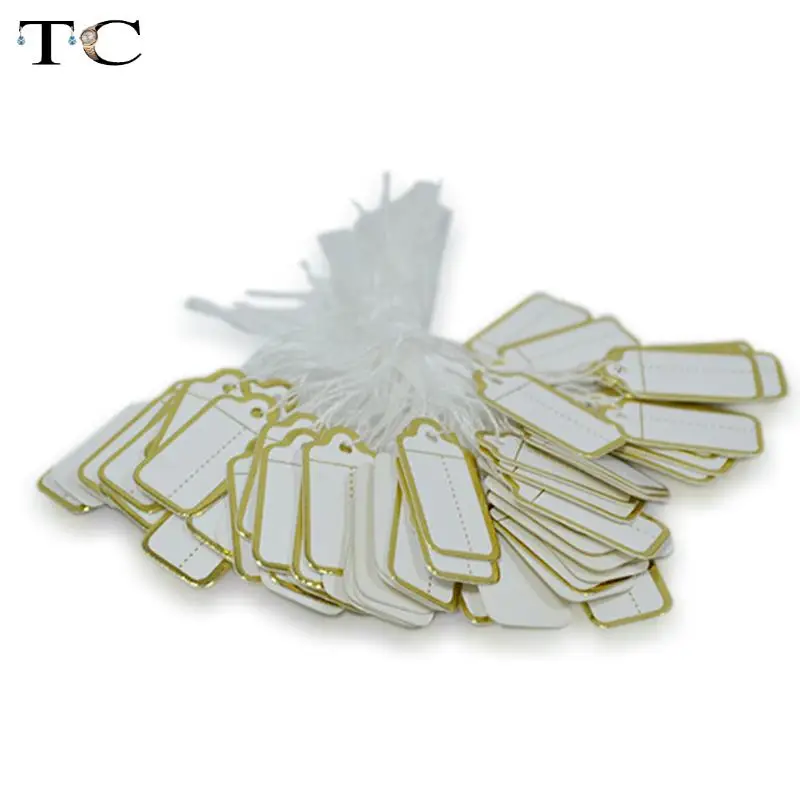 100 шт. ценовые бирки для ювелирных изделий с золотыми нитями этикетка одежды