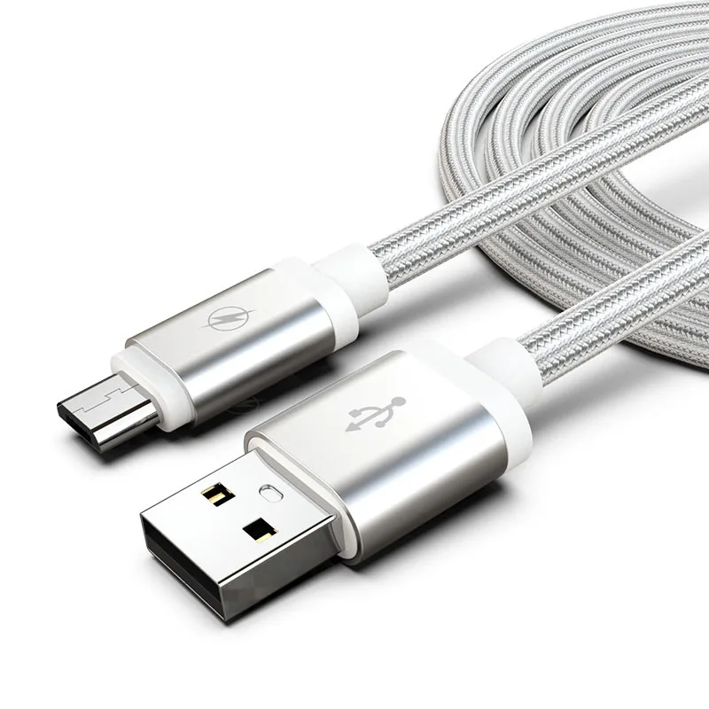 25 см 1m 1,5 m 2m 3M USB кабель с микро USB зарядное устройство кабель Micro-USB с длинным кабелем для зарядки зарядное устройство для Android провод для Samsung J3 J5 J7 Redmi 8 7 7A - Цвет: Silver
