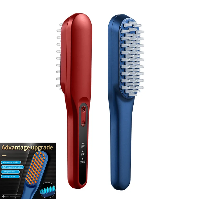 Electric Laser Hair Growth Comb Anti Hair Loss Treatment Machine RF Red Blue Light EMS Vibration Scalp Massage Hair Brush