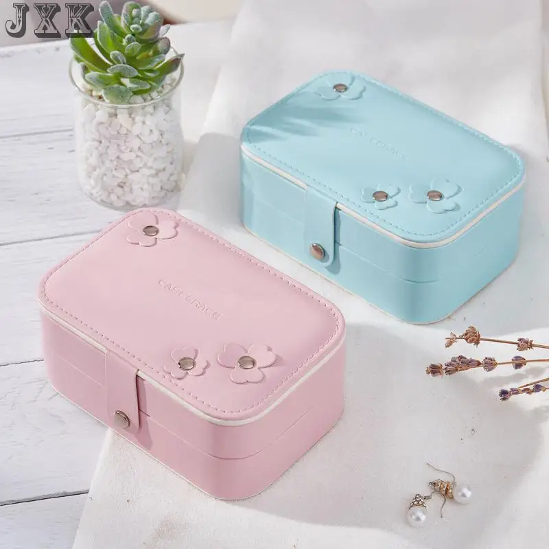 

Jewelry Packaging jewelry box new creative storage box pu leather double-layer small jewelry storage box portable wholesa