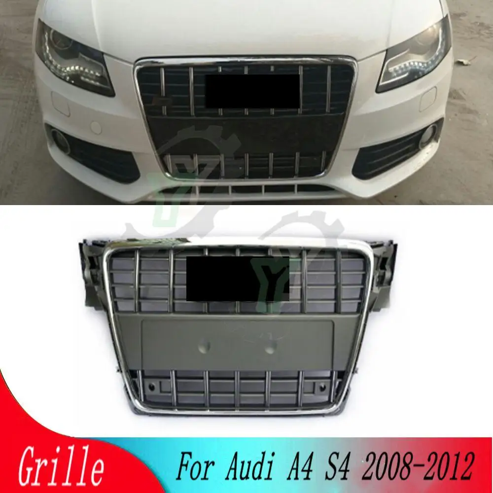 

High-quality front bumper grille mesh For Audi A4/S4 2008 2009 2010 2011 2012 (For S4 style) auto parts chrome gray racing grill