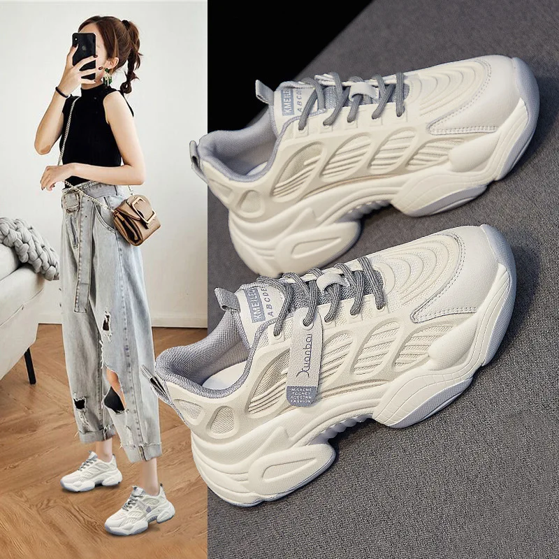 

Old Shoes Female 2021 Spring and Summer New Summer Ins Tide Super Fire Breathable Increased Wild Casual Sports Shoes