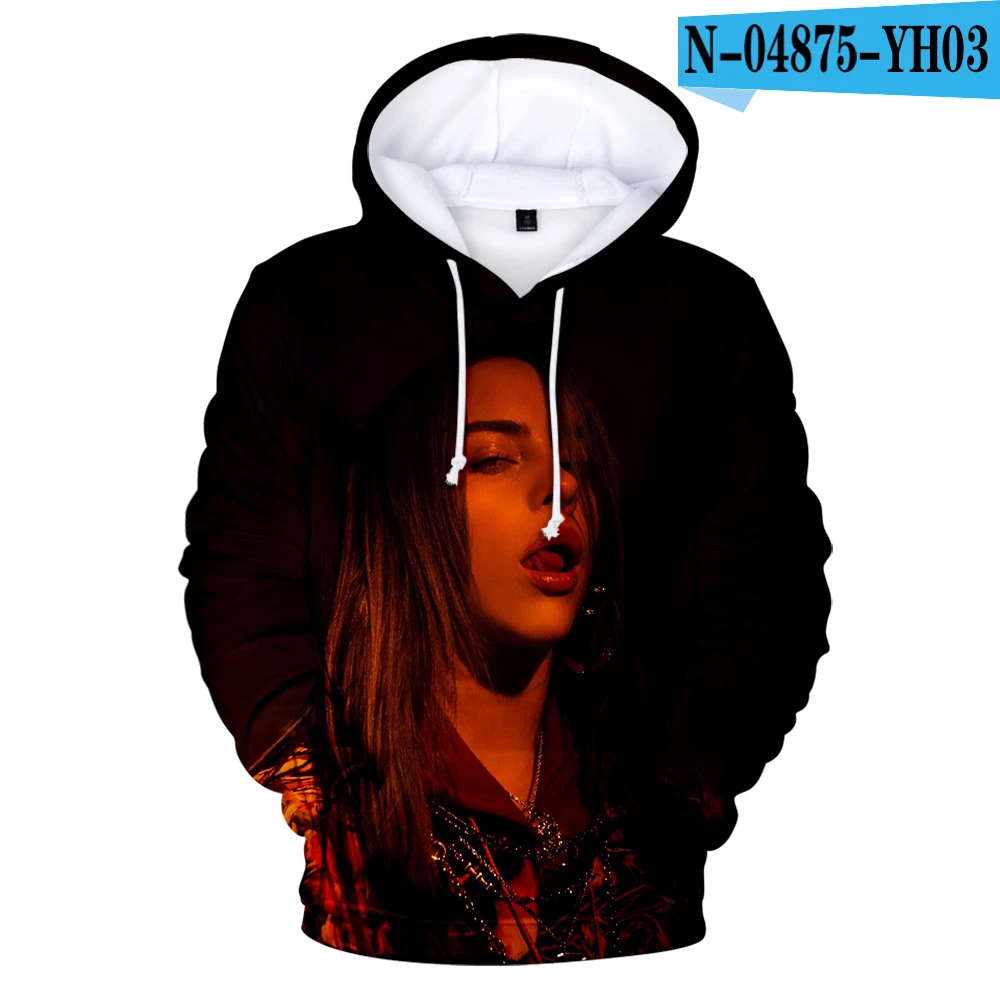 3D Оригинальные толстовки для мужчин и женщин Billie Eilish, толстовка с капюшоном, лидер продаж, осенне-зимняя модная одежда для мальчиков и девочек - Цвет: 3D