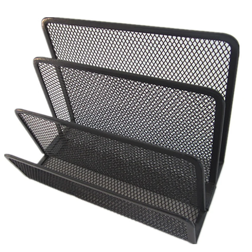 Железный сетчатый трехслойный бизнес-документ лоток Книга подставка для журнала офисный Настольный файловый Органайзер дома частей(по обеим сторонам) Письмо Сортировщик